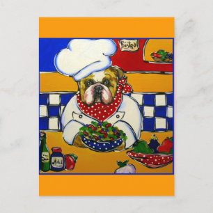 Carte Postale Cuisinier Bouledogue