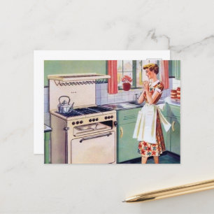Carte Postale cuisinière rétro cuisine vintage
