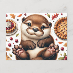 Carte Postale Cuite Otter Avec Thanksgiving