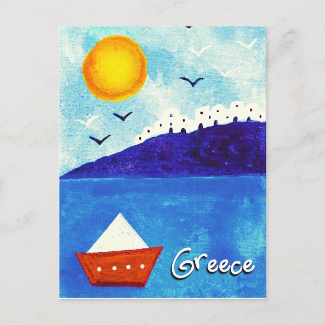 CARTE POSTALE CUL BLEU BLANC ROUGE EAU COULEUR GREC BATEAU (Devant)