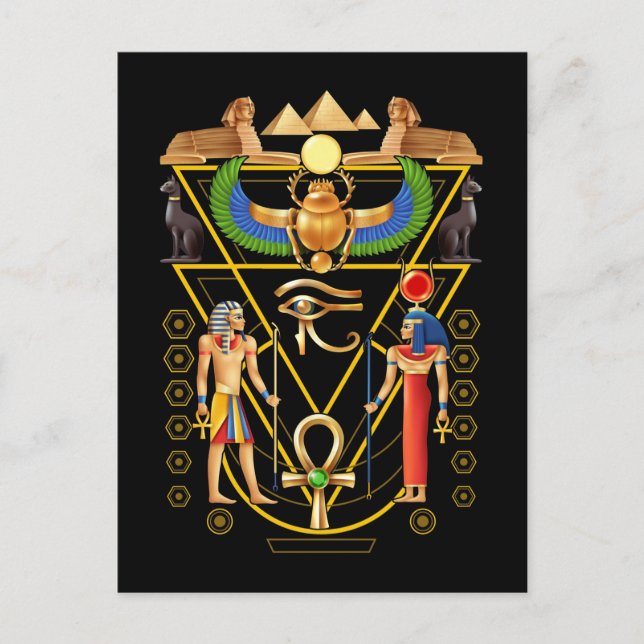 Carte Postale Culture égyptienne Scarab Artefact Ankh Horus Oeil (Devant)