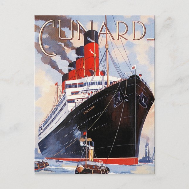 CARTE POSTALE CUNARD OCEAN LINER AQUITANIA (Devant)