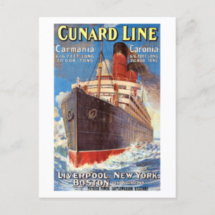 CARTE POSTALE CUNARD OCEAN LINER HAMBURG NEW YORK POSTER POSTCAR