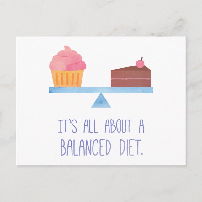 Carte Postale Cupcake À Propos D'Un Régime Alimentaire Équilibré (Devant)