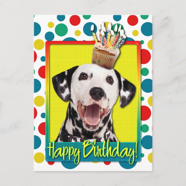 Carte Postale Cupcake anniversaire - Dalmatie (Devant)