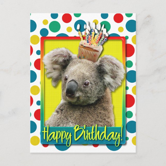 Carte Postale Cupcake anniversaire - Koala (Devant)