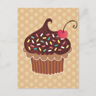 Carte Postale Cupcake au chocolat et cerise