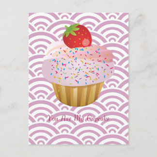Carte Postale Cupcake aux fraises