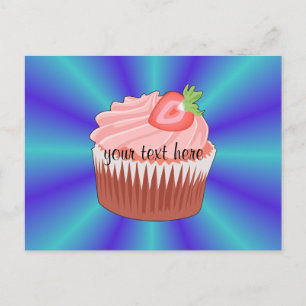 Carte postale Cupcake aux fraises