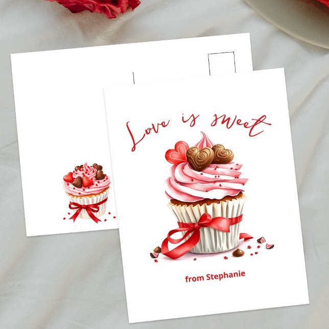 Carte Postale Cupcake avec Coeur Chocolates L'amour est doux (Créateur téléchargé)