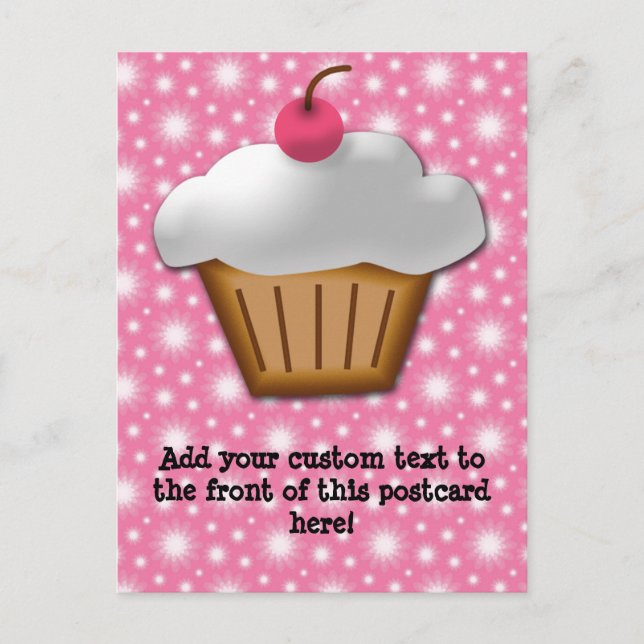 Carte Postale Cupcake coupé avec cerise rose sur le dessus (Devant)