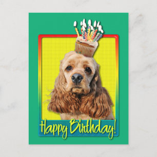 Carte Postale Cupcake d'anniversaire - Cocker Spaniel