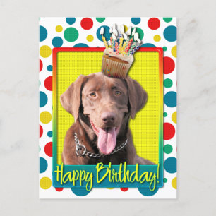 Carte Postale Cupcake d'anniversaire - Labrador - Chocolat