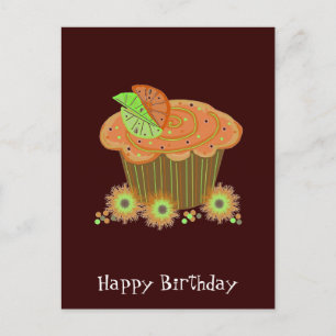 Carte Postale Cupcake d'anniversaire orange