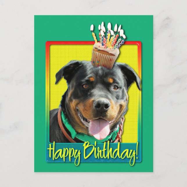 Carte Postale Cupcake d'anniversaire - Rottweiler - SambaParTi (Devant)