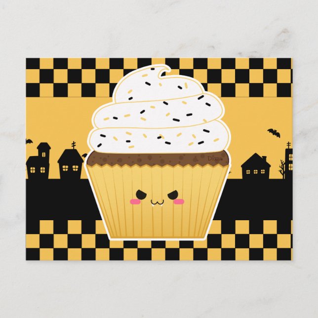 Carte Postale cupcake d'Halloween Cute Kawaii (Devant)