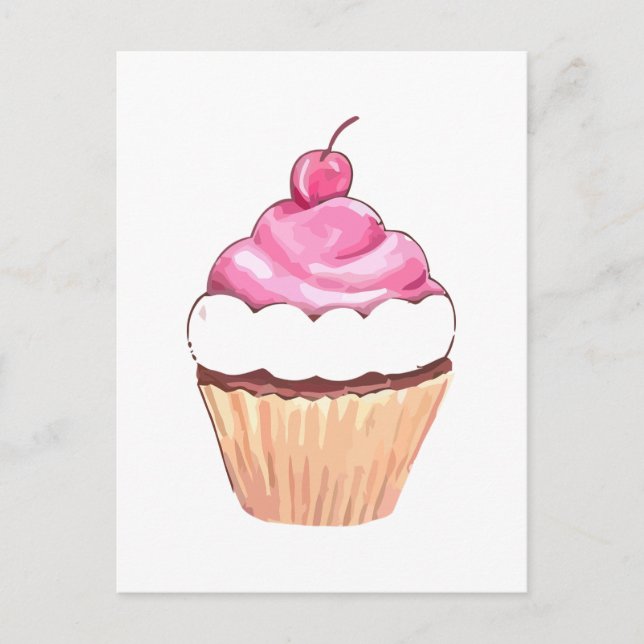 Carte postale Cupcake rose (Devant)