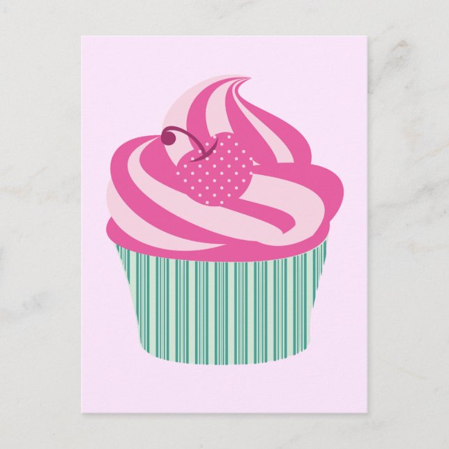 Carte Postale Cupcake rose mignon Pastel rose (Devant)