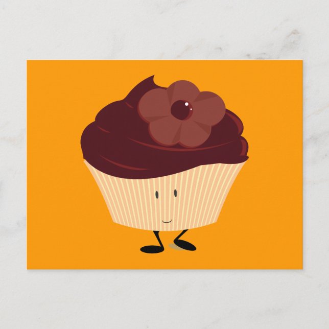 Carte Postale cupcake souriant avec gel fleur de chocolat (Devant)