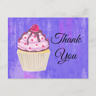 Carte Postale Cupcake sucré avec framboise sur le Merci supérieu