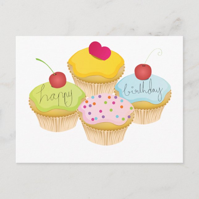 Carte Postale Cupcakes d'anniversaire (Devant)