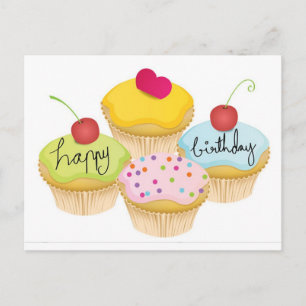 Carte Postale Cupcakes de Joyeux Anniversaire