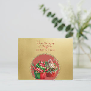 Carte Postale Cupcakes de Noël Savourez la Joie
