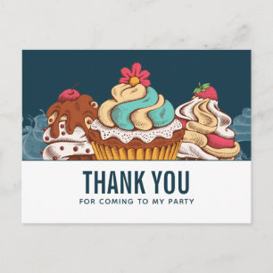 Carte Postale Cupcakes de style rétro Merci dessert doux