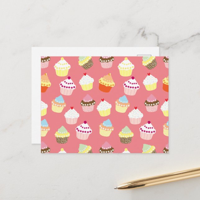 Carte Postale Cupcakes Delicious Decorated Birthday (Devant/Arrière en situation)