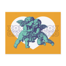 Carte Postale Cupid Valentine, Turquoise violet or