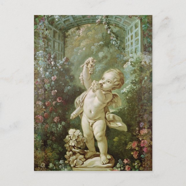 Carte Postale Cupidé avec des raisins (Devant)
