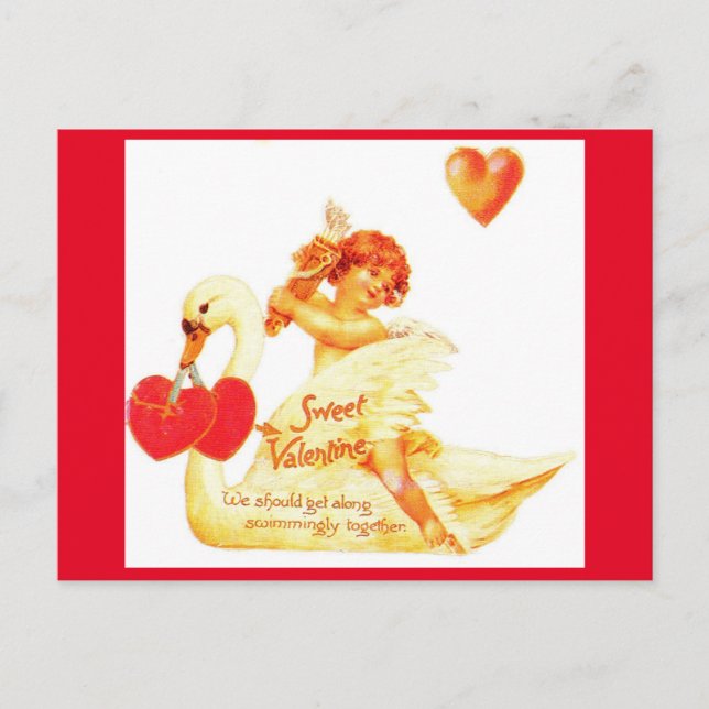 Carte Postale Cupide de Saint-Valentin victorienne vintage sur c (Devant)