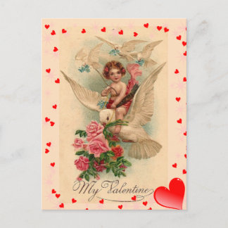 Carte Postale Cupide victorienne vintage sur Dove Valentine