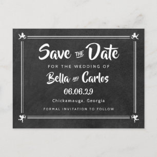 Carte Postale Cupidons Tableau Noir Enregistrez la Date