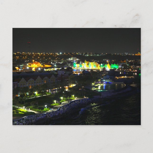 Carte Postale Curaçao à la nuit - Port de Willemstad (Devant)