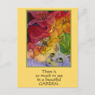 Carte Postale Curieux Garden Cat