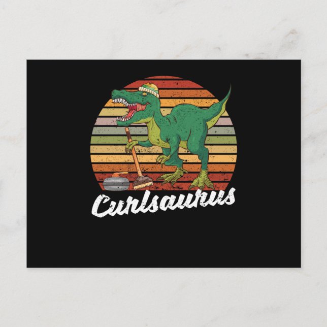 Carte Postale Curling Saurus Dinosaure Lisseur Tréx Hiver (Devant)