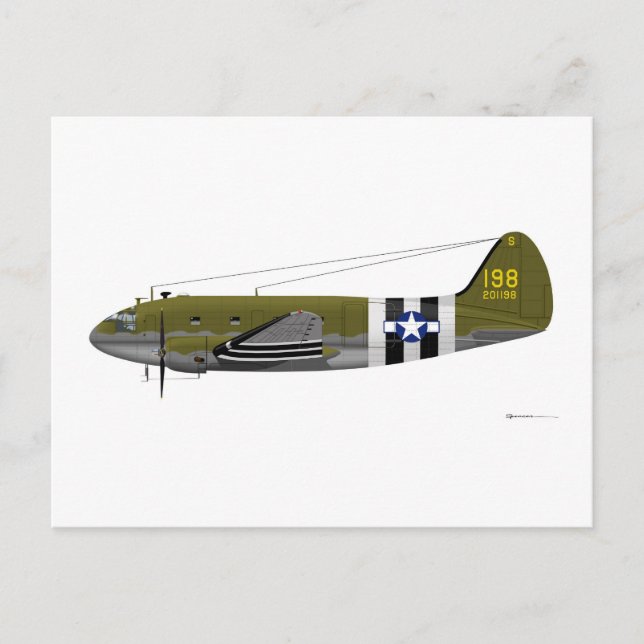 Carte Postale Curtiss C-46 Commando - Frappes d'invasion (Devant)
