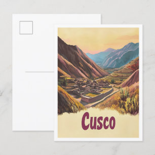 Carte Postale Cusco Pérou Illustration du Vintage voyage artisti
