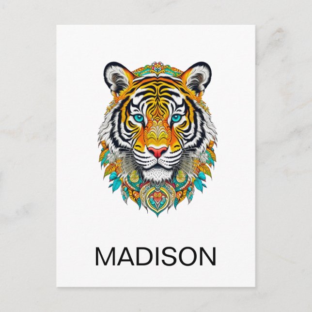 Carte Postale Custom Boho Hippie Floral Year of the Tiger  (Devant)