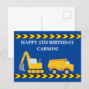 Carte Postale Custom Boys Construction Camion Bleu Joyeux annive