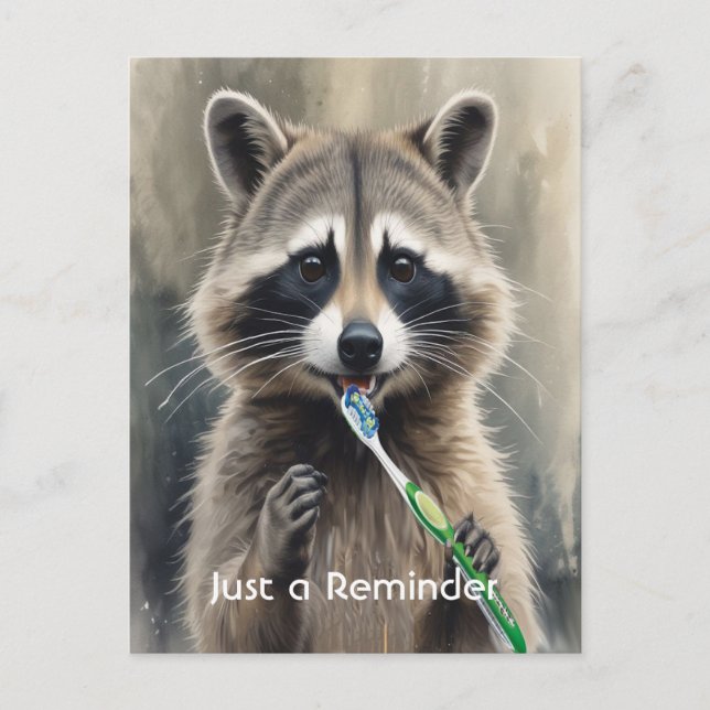 Carte Postale Custom Check up Reminder Dentist Fun Raccoon (Devant)