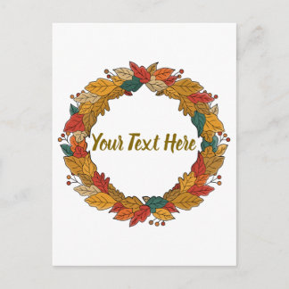 Carte Postale Custom Fall Leaf Wreath Circle