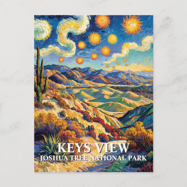 Carte Postale Custom Joshua Tree Keys View Van Gogh Landscape (Devant)