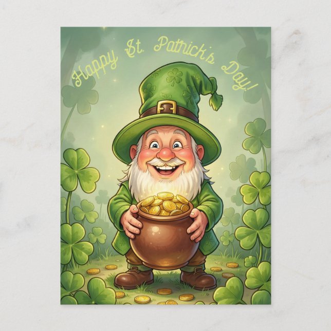 Carte Postale Custom Leprechaun Gnome Happy St. Patrick's Day  (Devant)