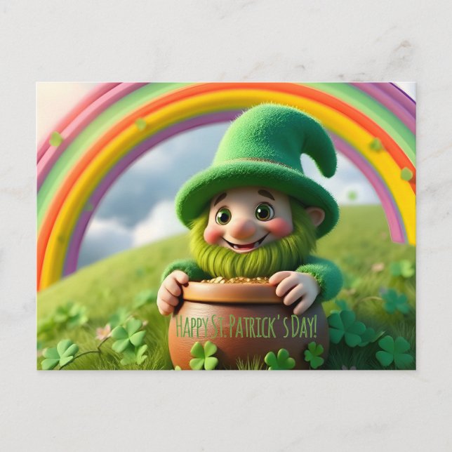 Carte Postale Custom Leprechaun Gnome St. Patrick's Day Shamrock (Devant)