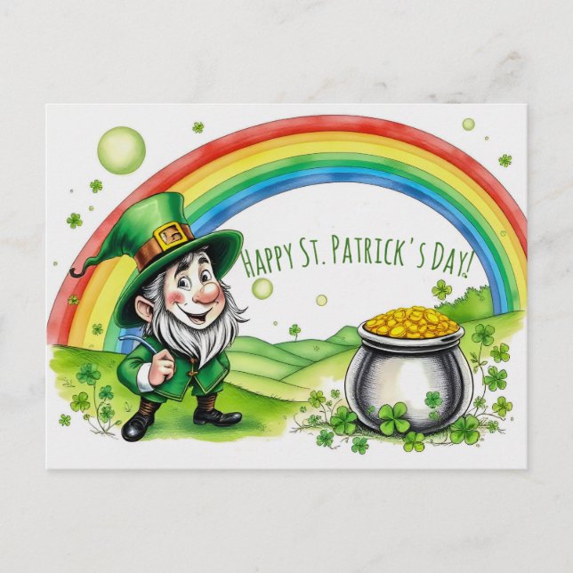 Carte Postale Custom Leprechaun Gnome St. Patrick's Day Shamrock (Devant)