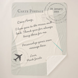 Carte Postale custom message personal love note Sherpa Blanket