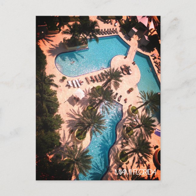 Carte Postale Custom Miami Beach Florida - Pool Relax GOOD VIBES (Devant)