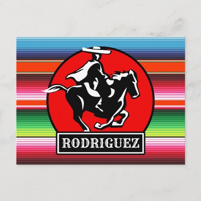 Carte Postale CUSTOM NAME Charro Horse Spanish Mexican Serape (Devant)